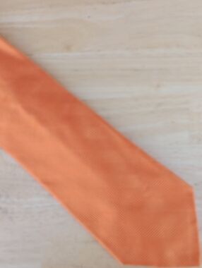 Faconnable Orange Solid Herringbone Silk Tie